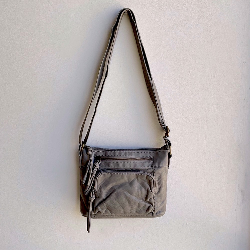 Bueno leather gray crossbody shoulder bag - Picture 7 of 9